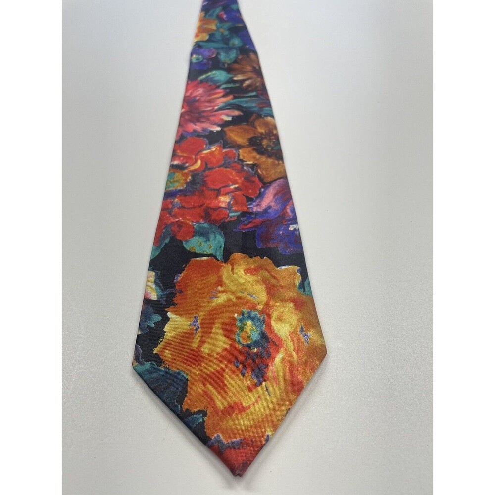 David Crystal Floral Neck Tie Made Us U.S.A. Spring Easter Cottage Core